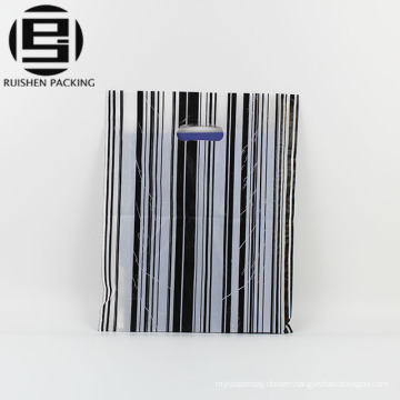 Striped color patch handle plastic carrier bags